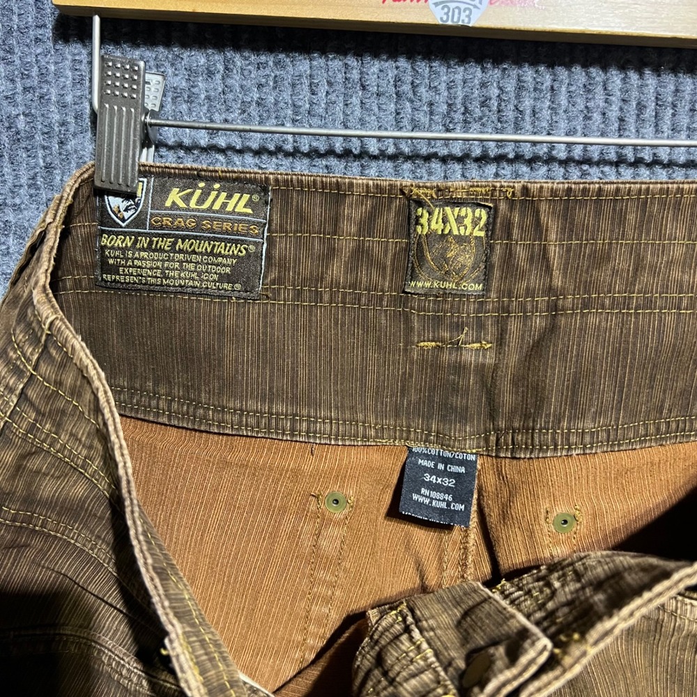 KUHL Law Pants Mens 34x32 Brown Corduroy Rugged Outdoor Utility Hiking Trousers - Picture 10 of 12